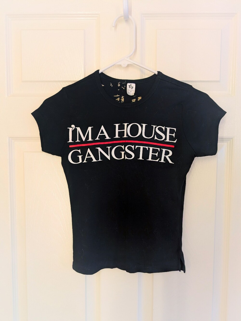 I'm A House Gangster Black Tee with White Text & Red Accent
